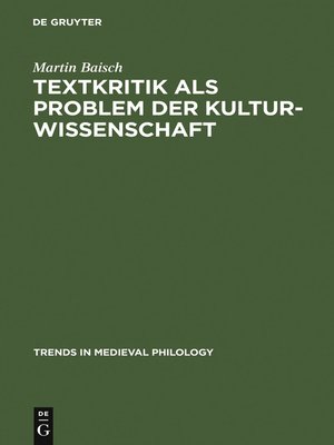 cover image of Textkritik als Problem der Kulturwissenschaft